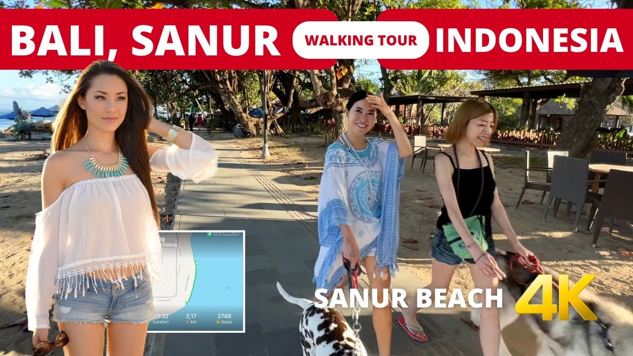 SANUR BALI Indonesia WALK along WATERFRONT 🇮🇩 Sanur beach 4k Bali 2023