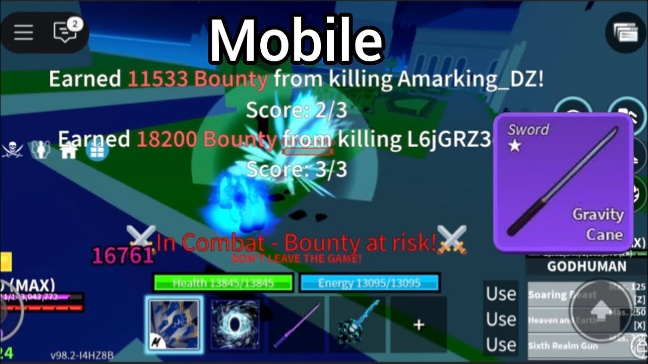 OP Gravity Blade + Portal Combo Bounty Hunt l Mobile 📱 l Blox Fruits Road to 30m