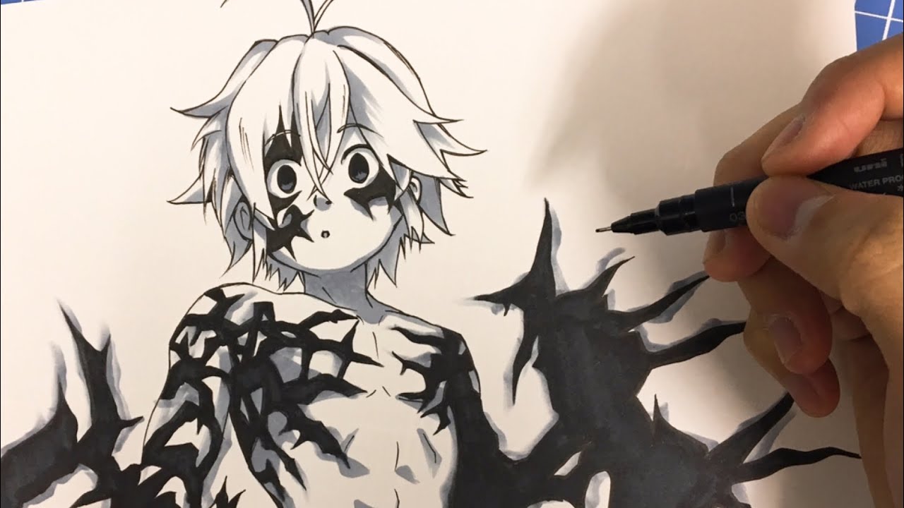 メリオダス描いてみた speed drawing Meliodas【七つの大罪】【一発描き】