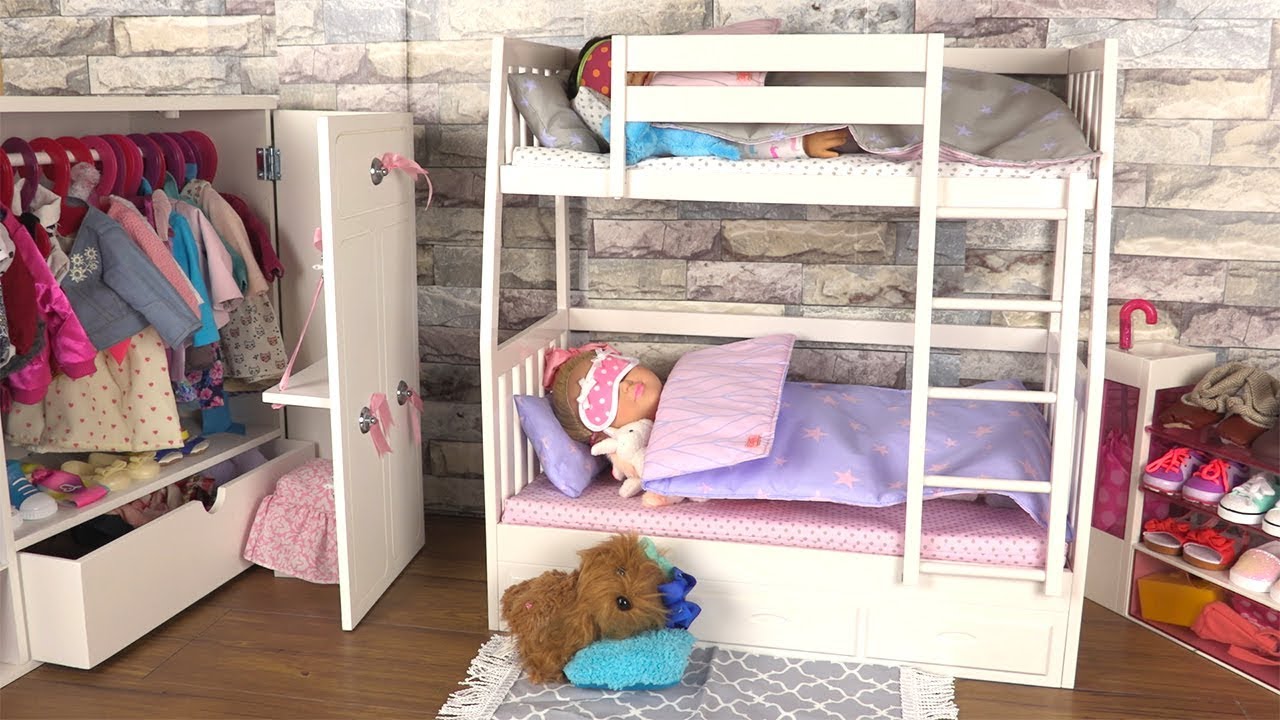 Poupées Morning Routine du Matin Lits Superposés pour Poupée American Girl