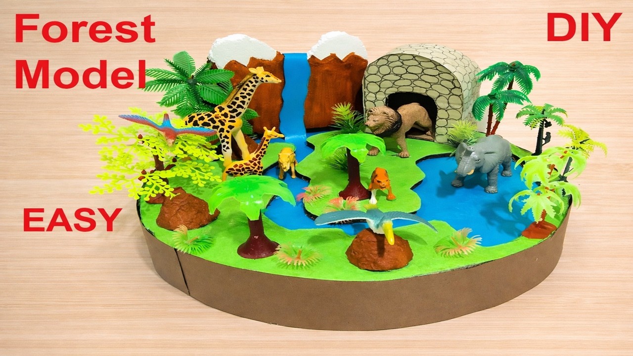 forest model making using cardboard | DIY |  howtofunda | still model