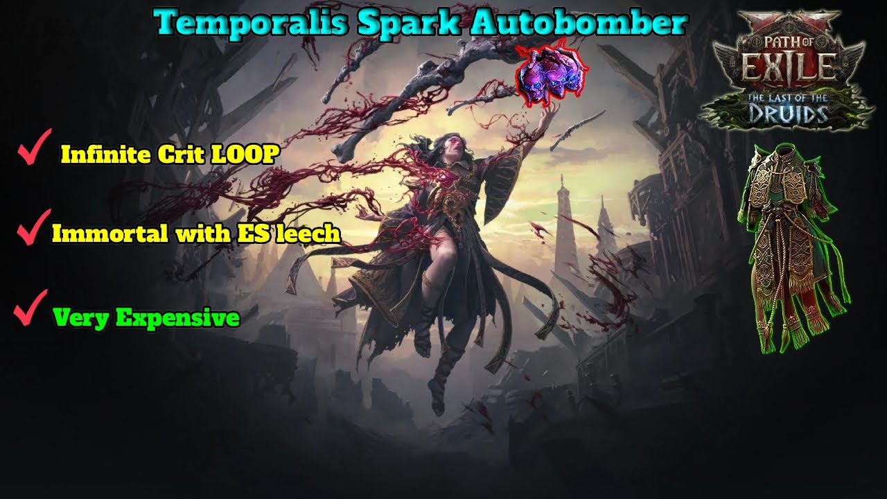 Path of Exile 2 0.4 Blood Mage - Temporalis SPARK Autobomber is BACK Infinite loop + ES leech setup