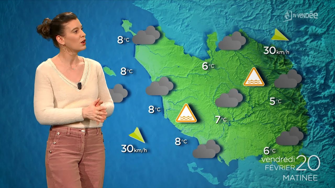 La météo de la Vendée du vendredi 20 février 2026 : vigilance orange crue et inondation