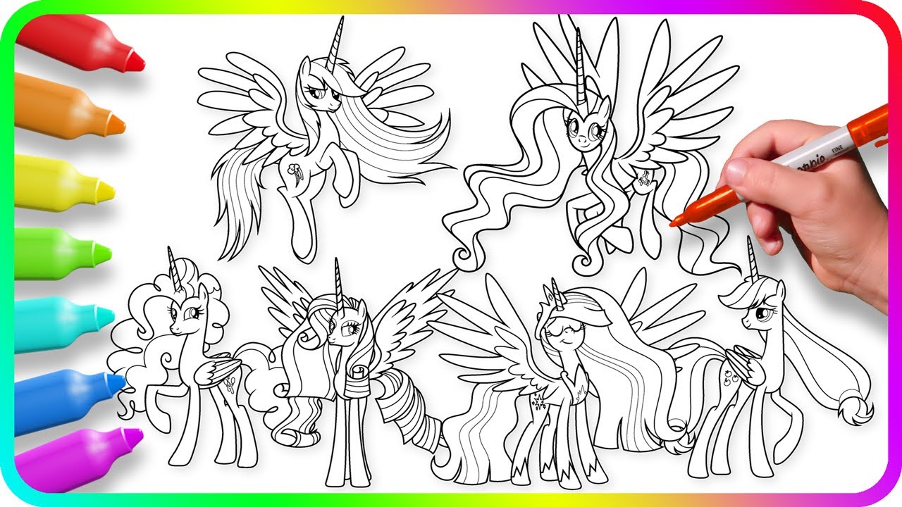 Coloring Pages MY LITTLE PONY - Alicorns / How to color My Little Pony / Easy Drawing Tutorial Art