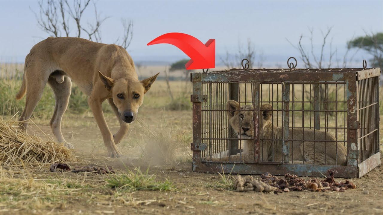 Dog Saves Lion Cub In Rusty Cage | Mans Has Done The Unbelievable?