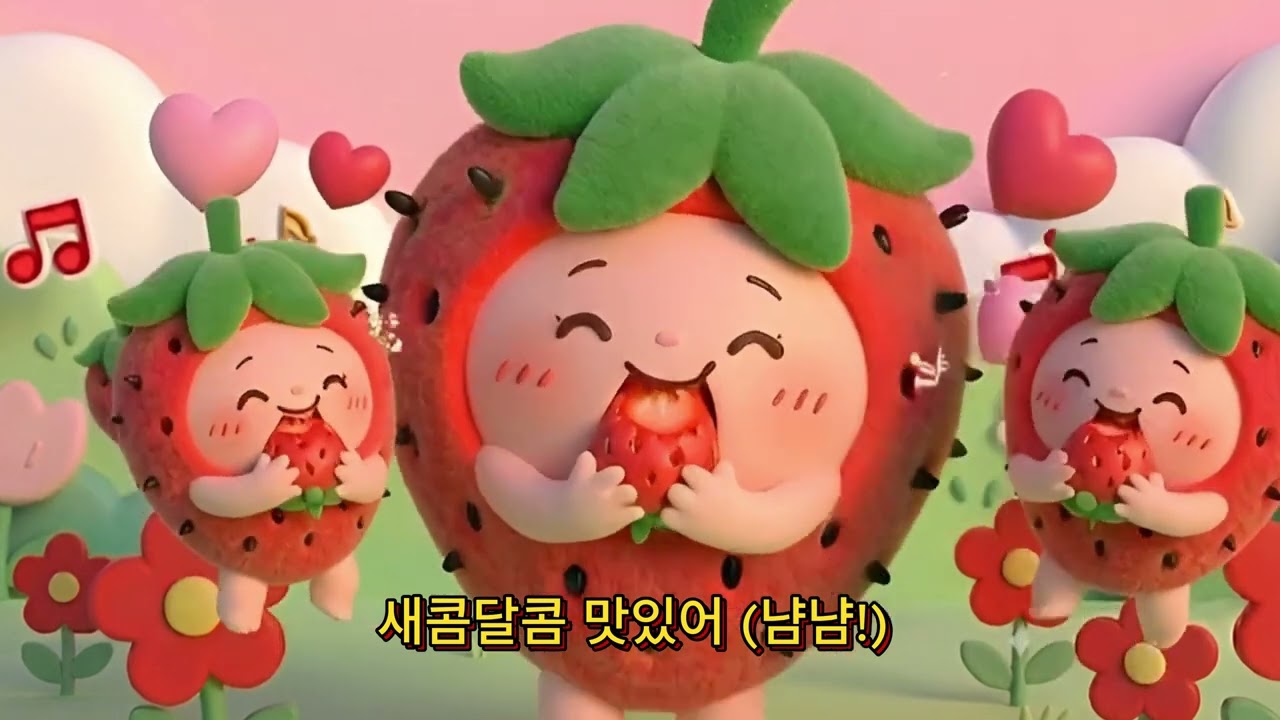 [과일 동요] 새콤달콤 딸기송 🍓 | 🍓 귀여운 3D 애니메이션 인기 동요 | 유아 교육