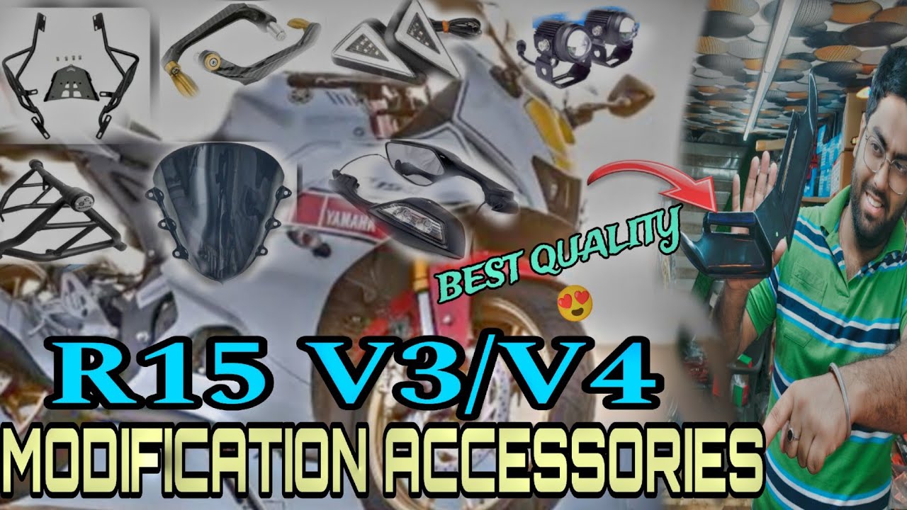 R15 V3/V4 ALL MODIFICATION ACCESSORIES 😍🤩//R15M MODIFIED 🔥 //YAMAHA R15 ACCESSORIES