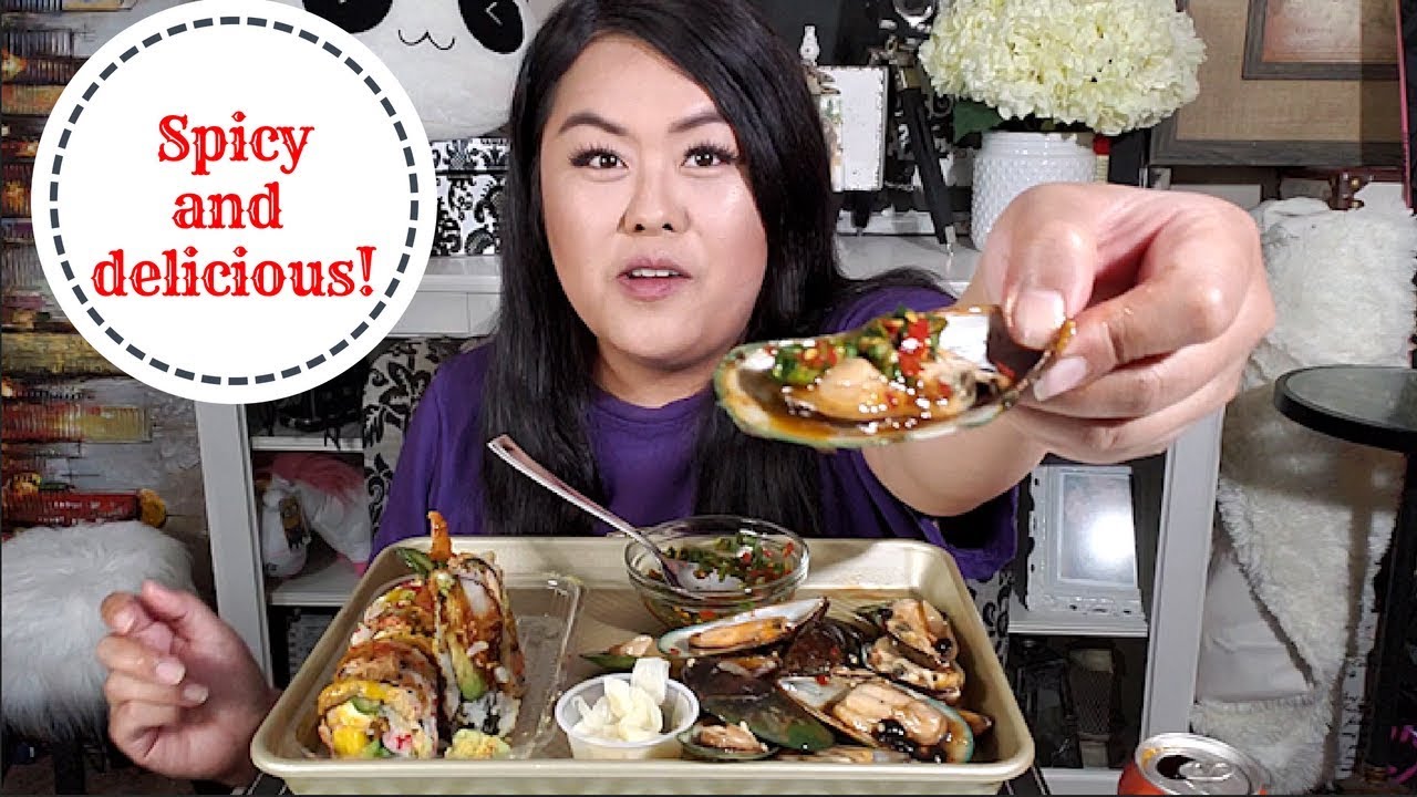 Green Lip SPICY Mussels I Sushi Mukbang