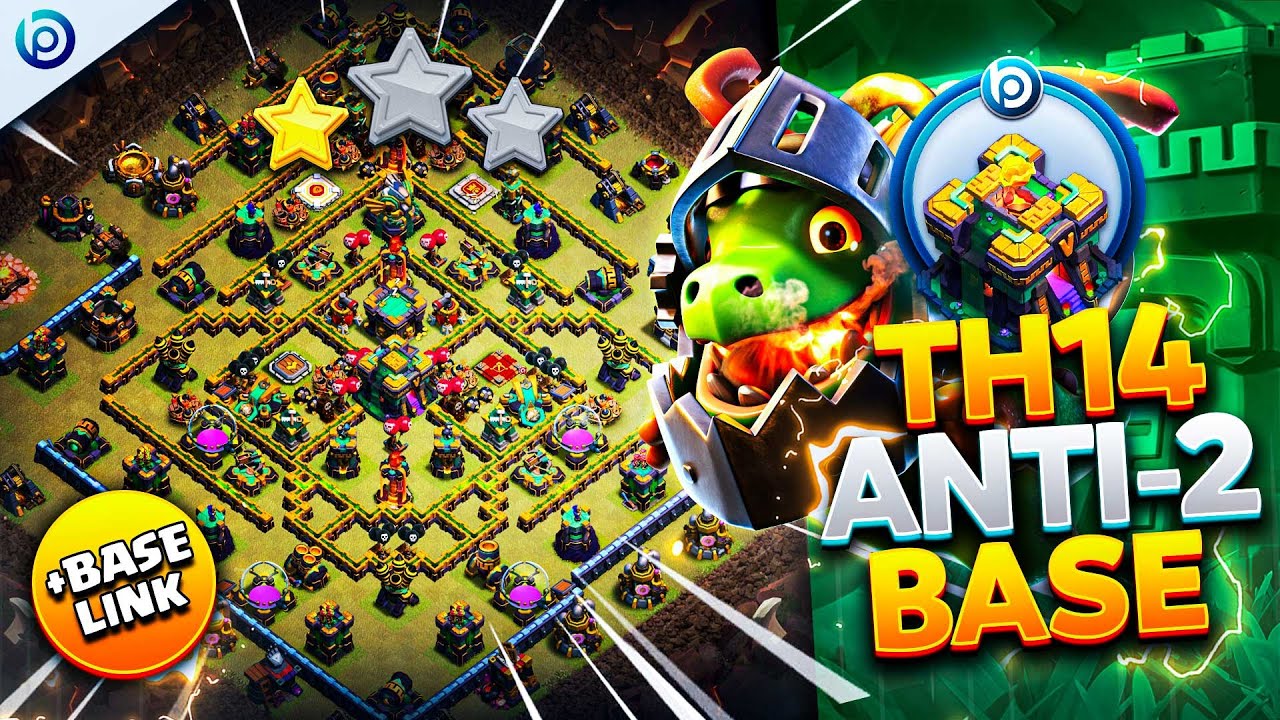 NEW BEST TH14 ANTI 2 STAR TROPHY BASE + LINK_2023 | CoC Base Building