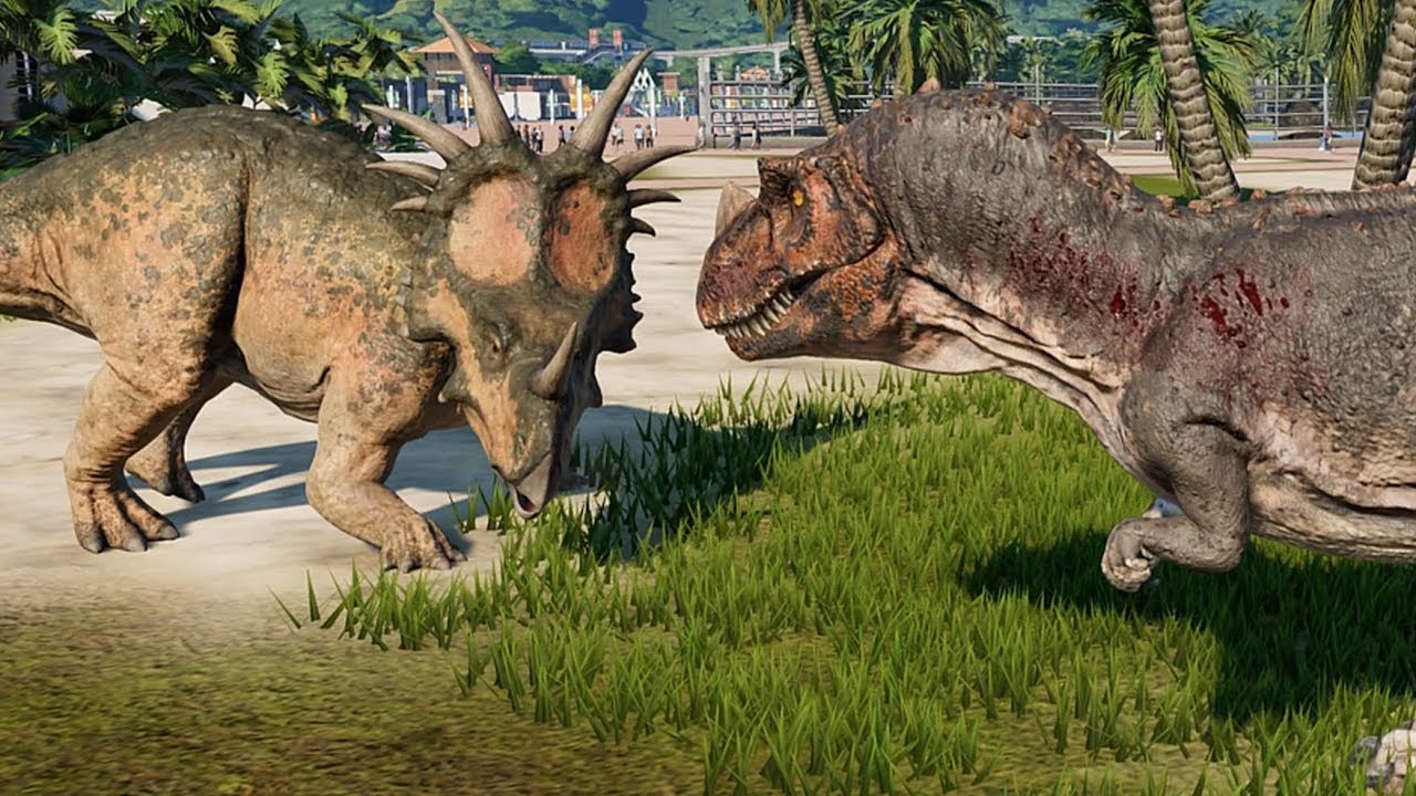 Sinoceratops, Styracosaurus & 2 Ceratosaurus Breakout & Fight! Jurassic World Evolution (4K 60FPS)
