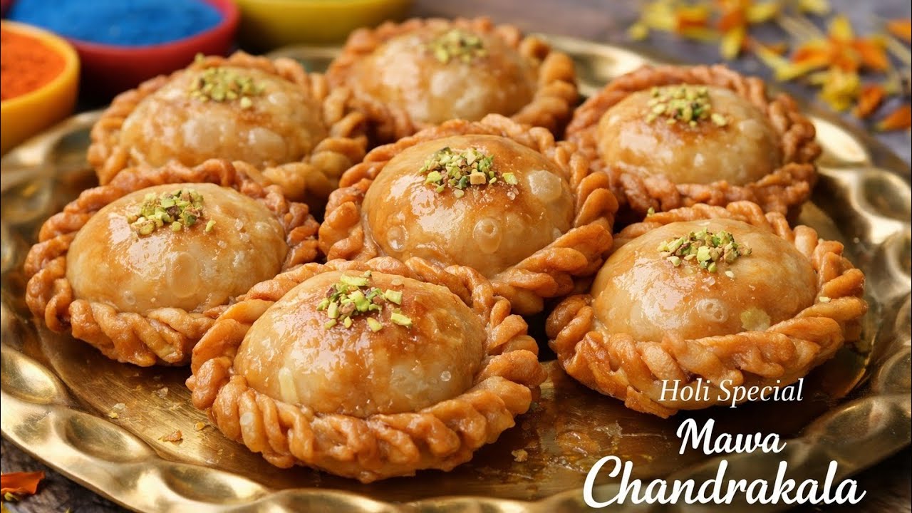 Crispy Chandrakala Sweet Recipe | Khoya Gujiya Style Sweet for Holi | Holi Special Indian Dessert