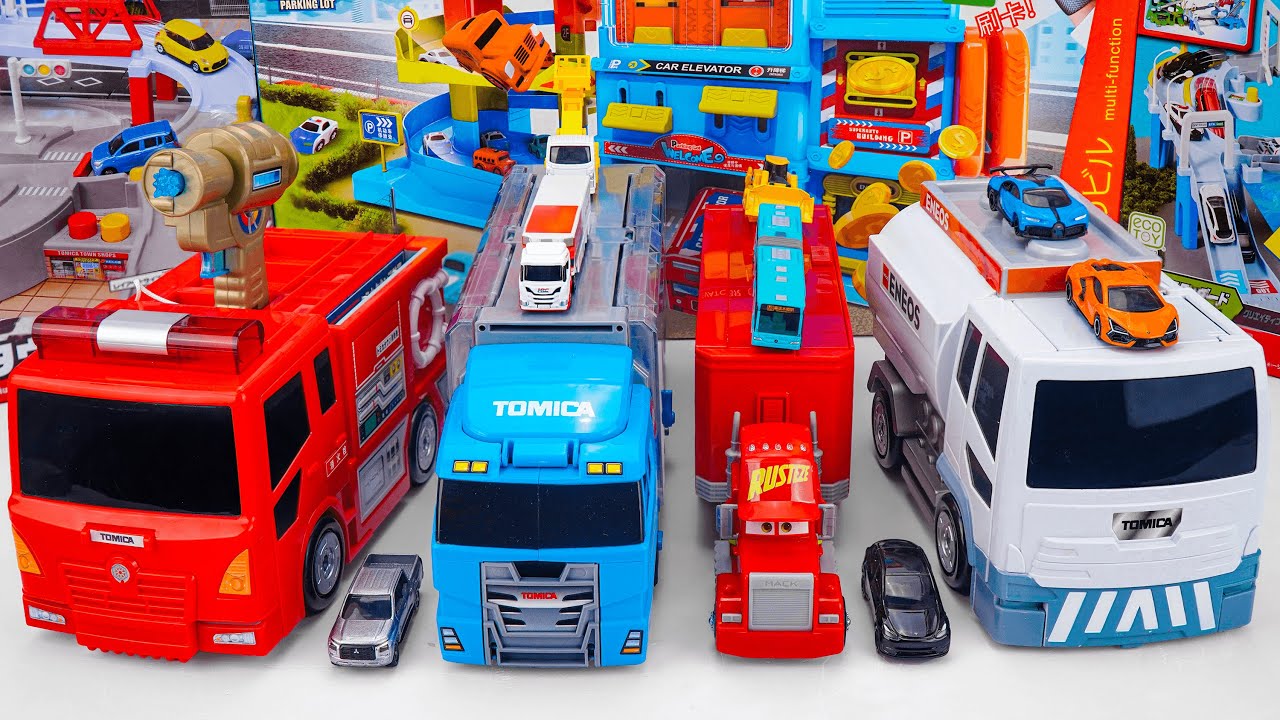 トミカ ぴゅぴゅっと消火！おしごと変形消防署 Tomica Blow out the Fire! Working and Transforming Fire Station Toy ASMR