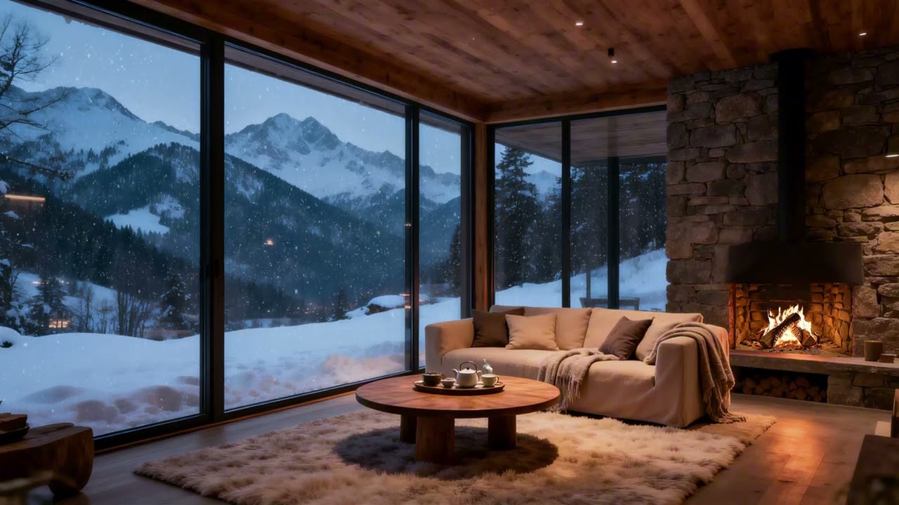 Уютная снежная ночь у камина – расслабляющая атмосфера