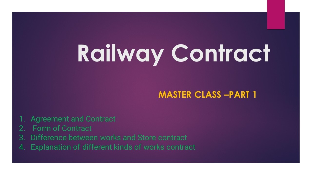 Railway Contracts- Master Class | Part 1 | From Syllabus of Group B railway Selection|