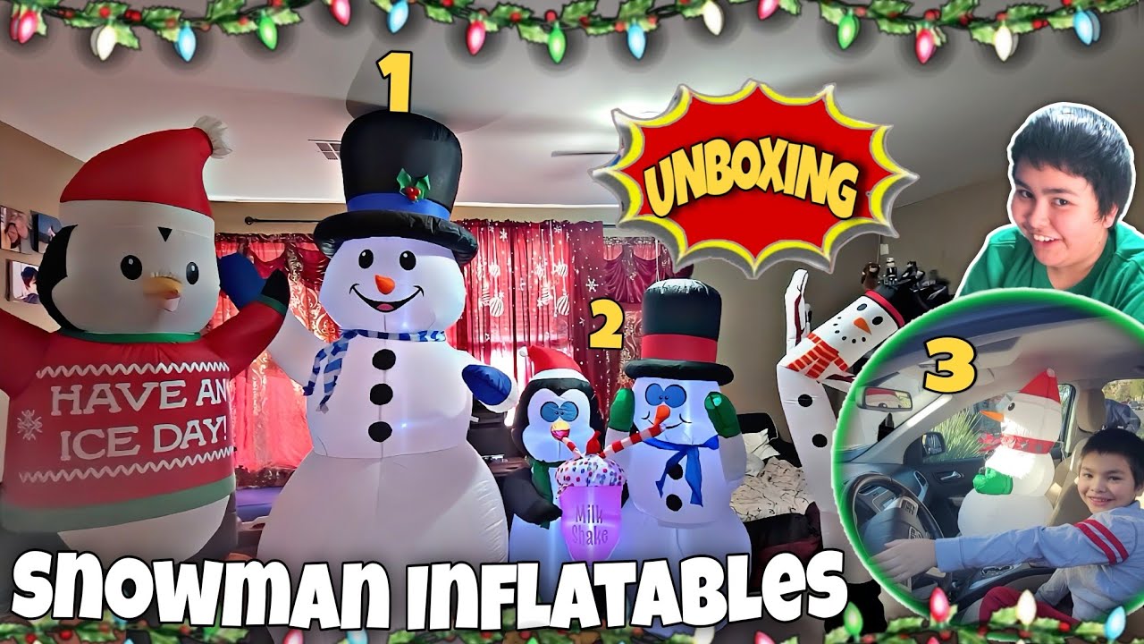 Unboxing 3 NEW Christmas Snowman Inflatables🎁☃ |9ft LED, Animated, Car-Friendly & Hilariously Fun!🎄