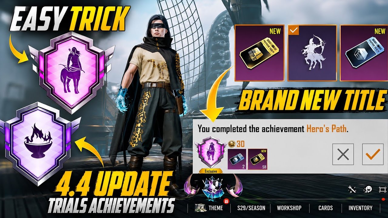 How To Complete The ( Iron Hoof Enlisted And Hero&rsquo;s Path ) Achievements | 4.4 Update Trials | PUBGM