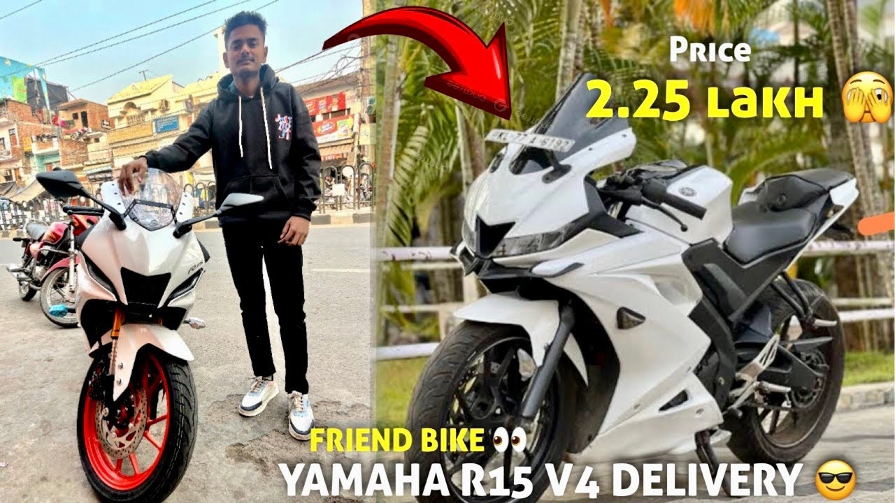 YAHAMA R15 V4 E20 White Colour 2023 Delivery vlog l Finally ￼Bike Le Liya 🥰
