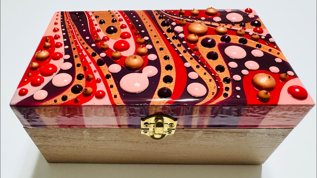 Thinking “Outside the Box” Beginner Acrylic Pour - Dot Art Fusion - DIY Jewelry Boxes Functional Art