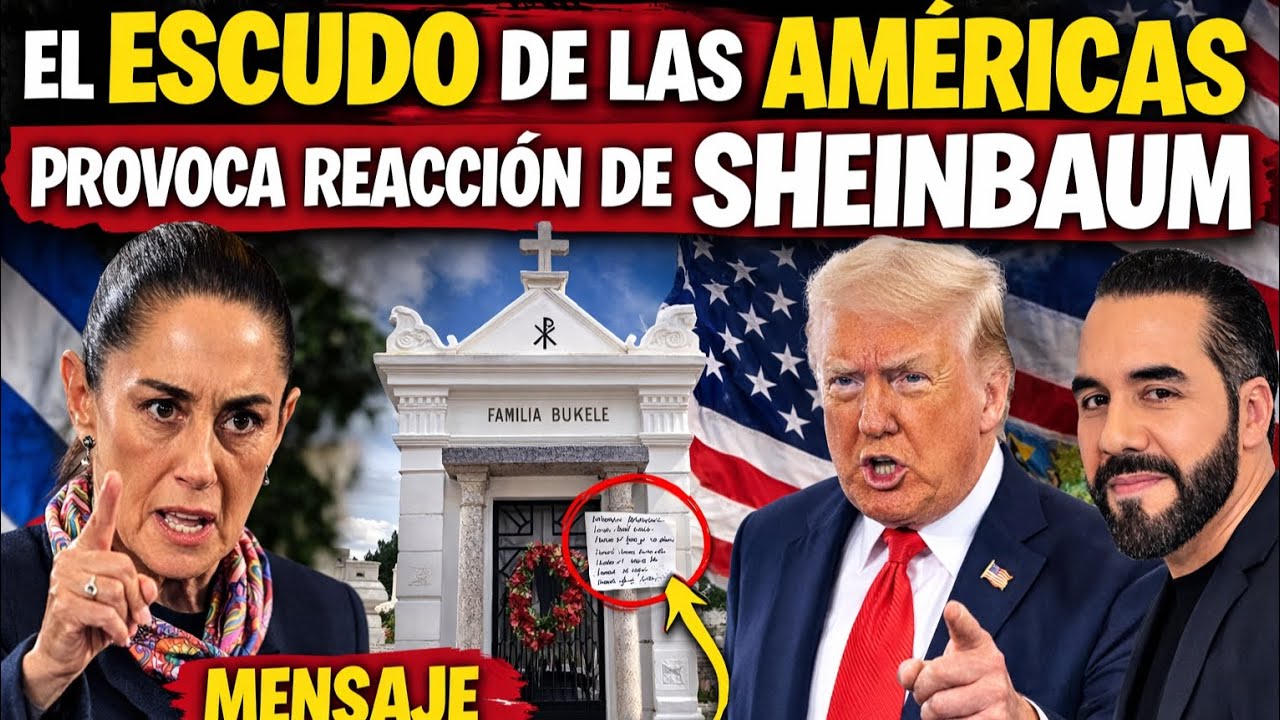 POLÉMICA TOTAL 😳 SHEINBAUM REACCIONA AL ESCUDO DE LAS AMÉRICAS Y APARECE MENSAJE PARA BUKELE