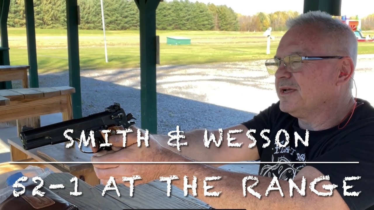 Smith and Wesson 52-1 38 special wadcutter semi auto target pistol, at the range