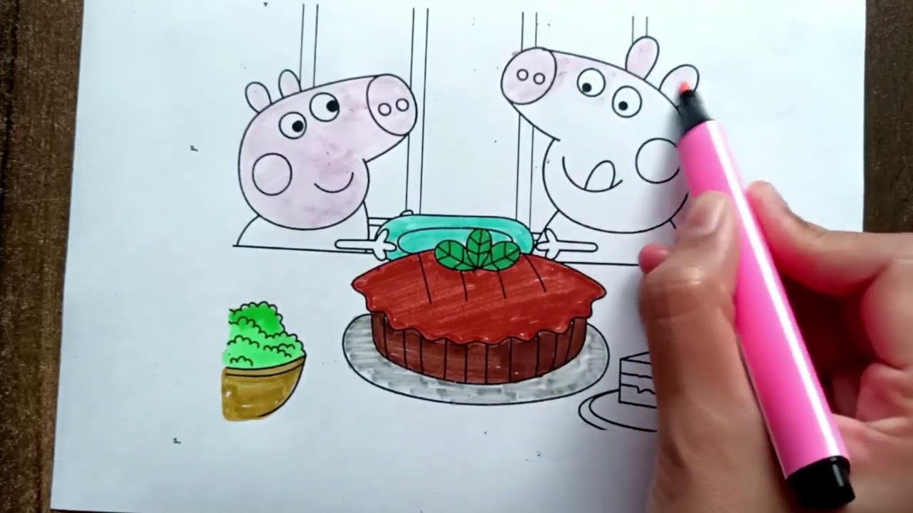 Рисунок и раскраска Свинки Пеппы для детей и малышей / Как рисовать / #легкийрисунок #песенкаалфа...