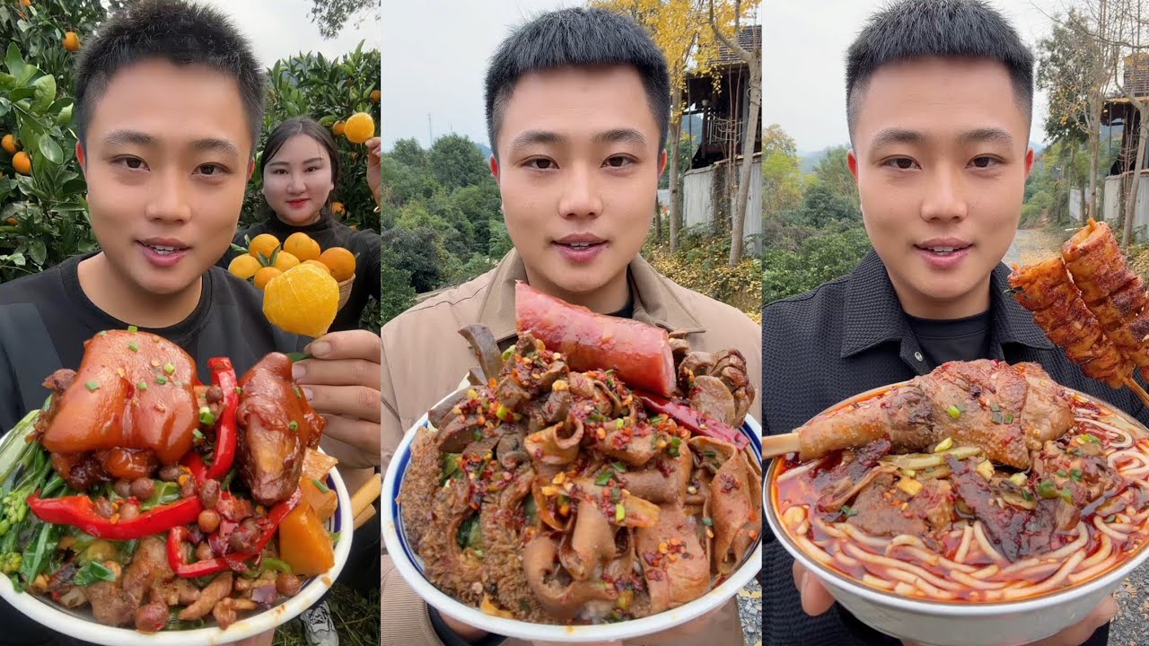 Mukbang #Spicy Noodles 🔥🍜 Pork 🤤 Meat 🍖🥓 Beef Chicken 🍗#spicy #mukbang #chinesechallenge 