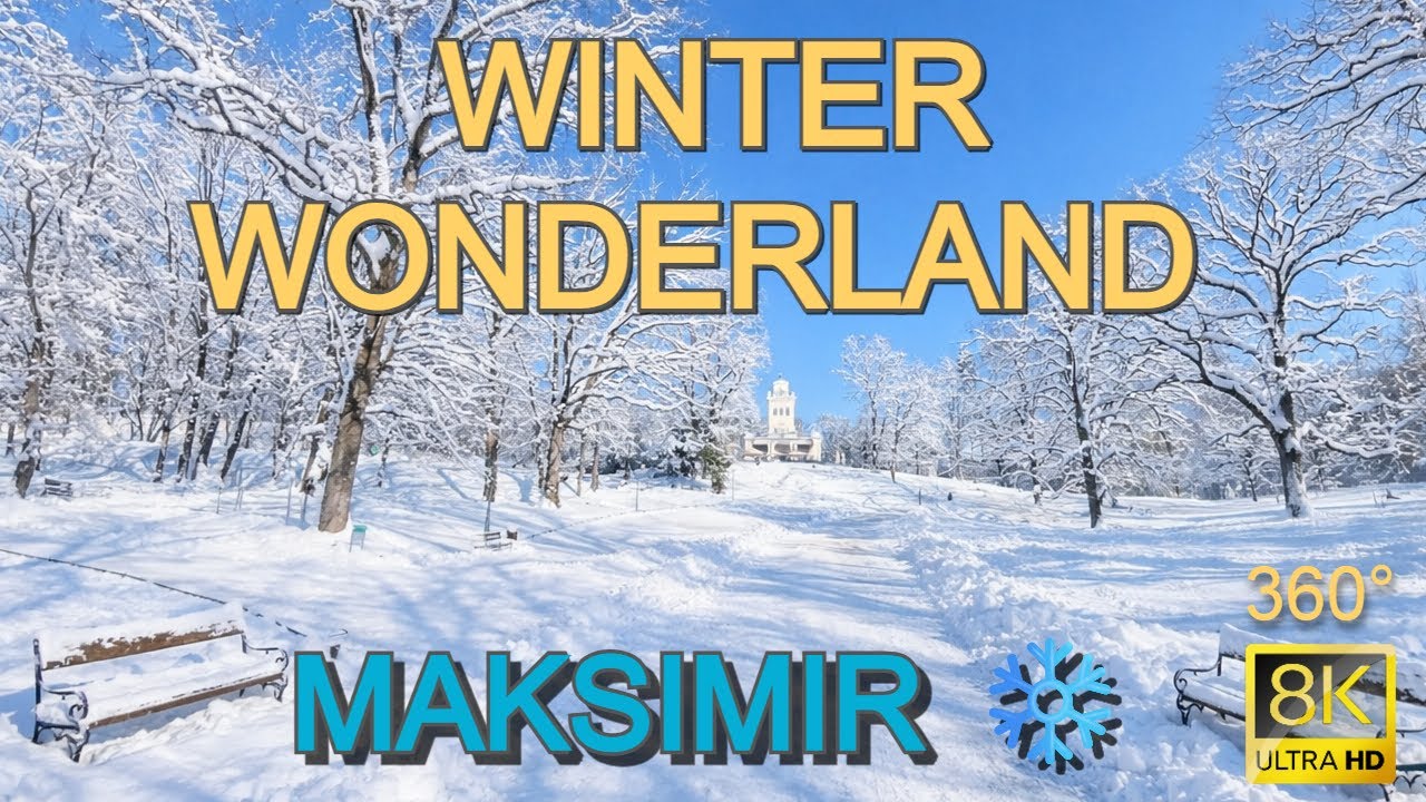 Winter Walk in Park Maksimir, Zagreb ❄️☀️ | 360° 8K VR Snowy Nature Walk