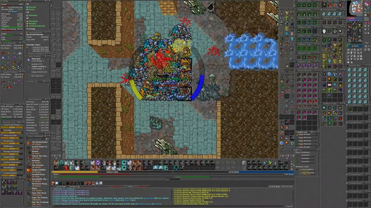 Tibia EK(Club) Solo 900+ Nagas - Temple of the Moon Goddess