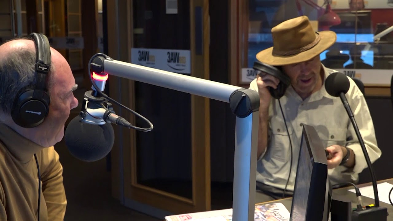 Russell Coight in the studio with Ross and John