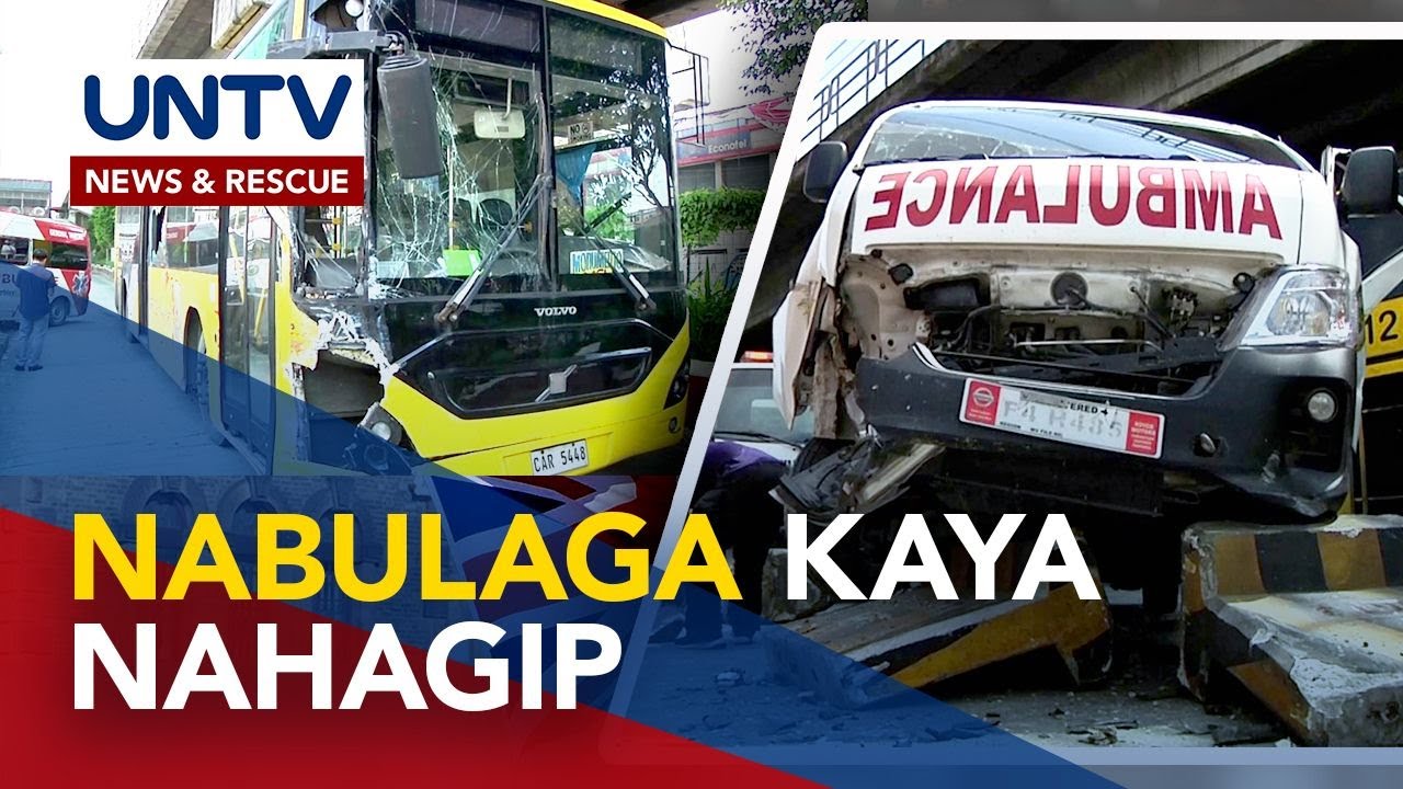 1 sugatan sa banggaan ng bus at ambulansya sa EDSA Busway; insidente, nahagip sa CCTV