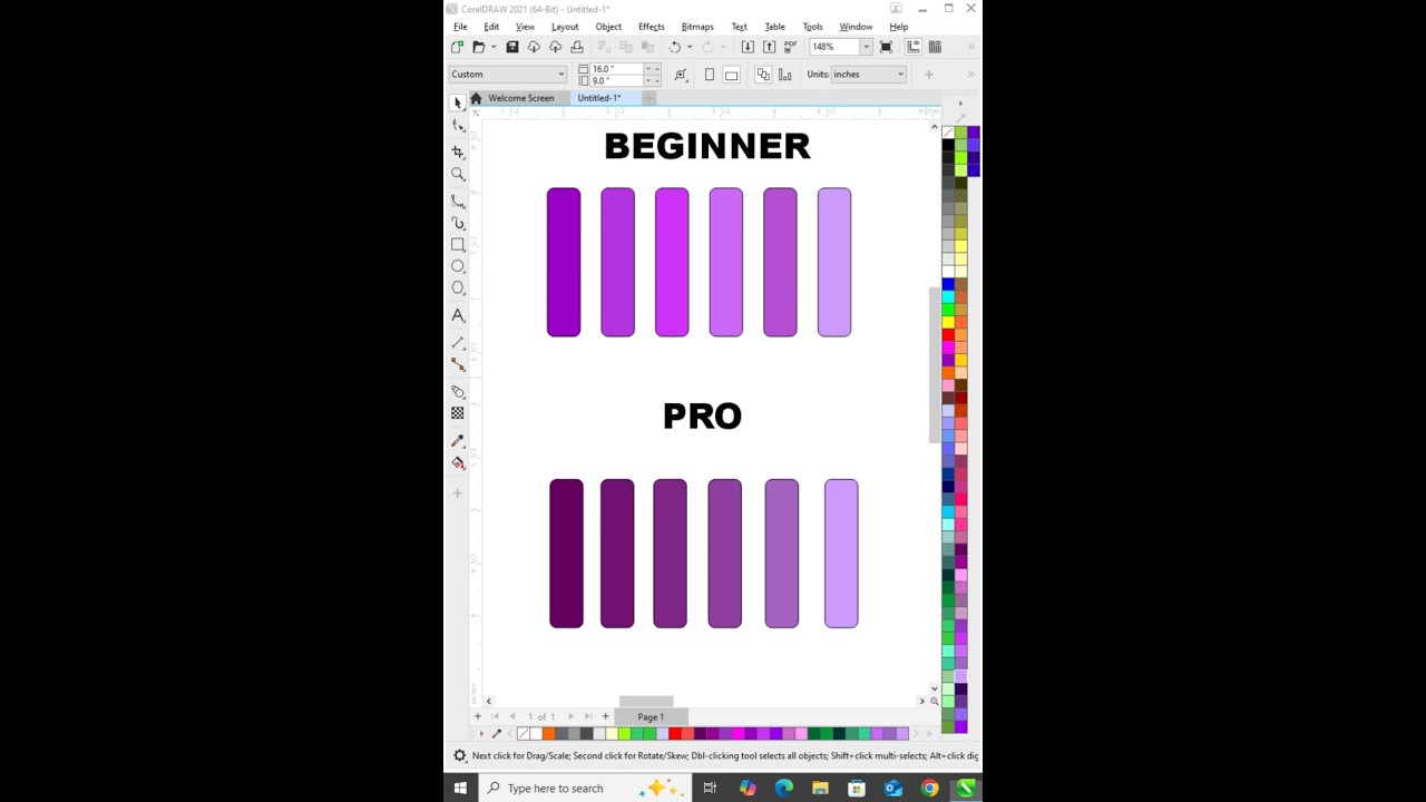 Coreldraw Tips - How To Create Gradient Color palette