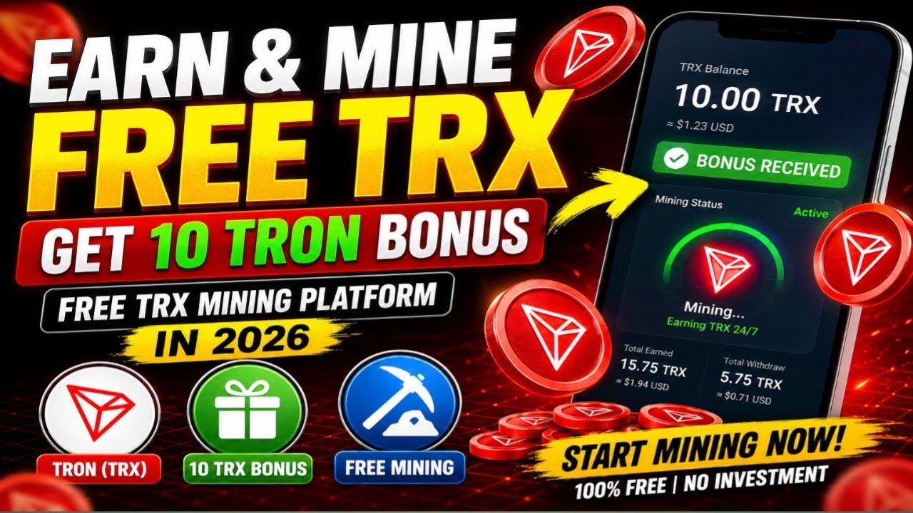 Earn & Mine Free TRX in 2026 🚀 Get 10 TRON Bonus | Free TRX Mining Platform 2026