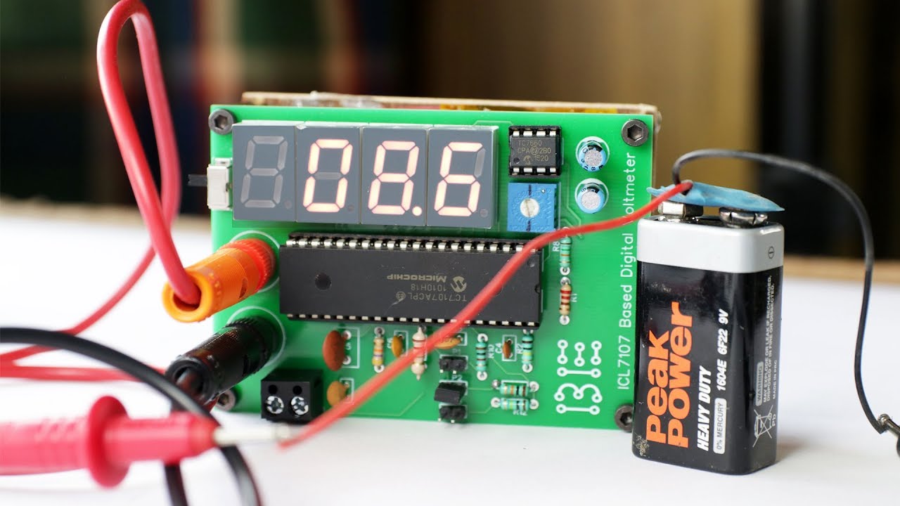 Rechargeable Digital Voltmeter using ICL7107 ADC | Without Arduino