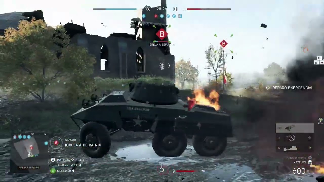 Tô nas pista de tanque Battlefield v 