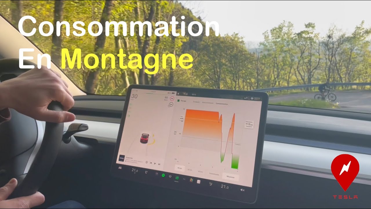 Consommation Tesla Montagne 🏔 Dénivelé 1000 mètres sur 5km 😱 !