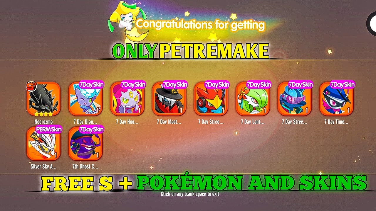 FREE S + POKÉMON AND SKINS GIFT CODE IN PETREMAKE 🤯 || FREE POKÉMON GIFT CODE 🎁