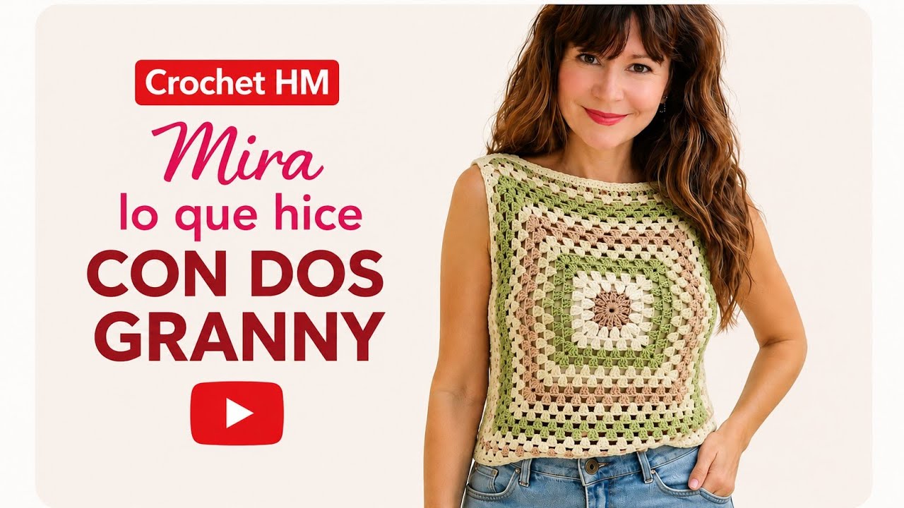 Современная блузка из двух бабушкиных квадратов 🧶💚 Очень быстро и элегантно #бабушкинквадрат #вяз...