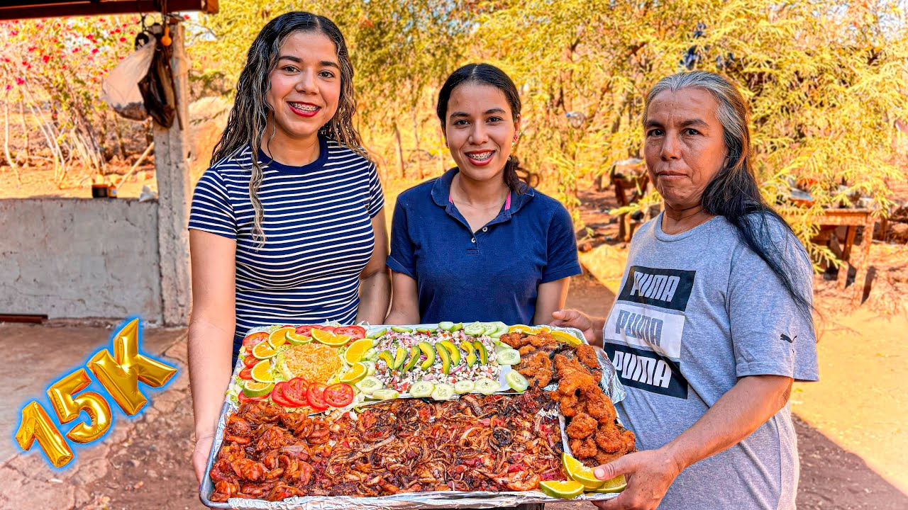 Celebramos con mi Mami en el Rancho los 15k Seguidores Comiendo una Mariscada