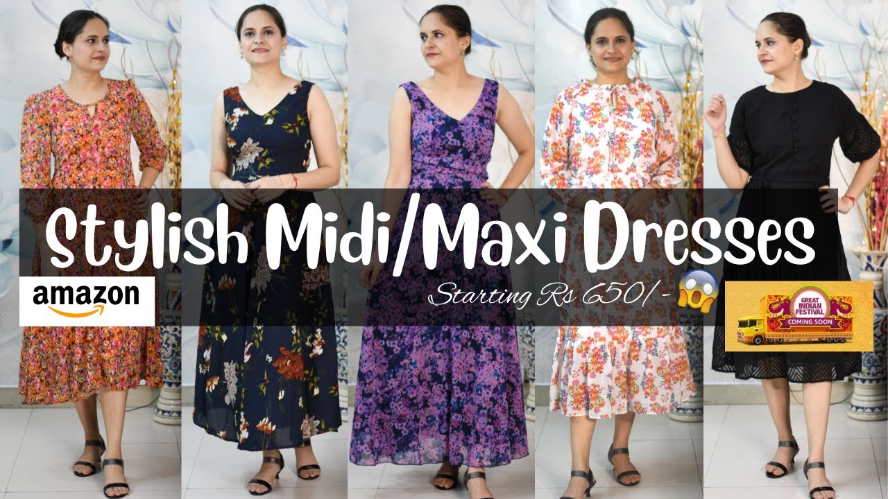 Trendy Midi and Maxi Dress Haul Starting Rs 700 | Amazon Western Wear Midi/Maxi Dresses