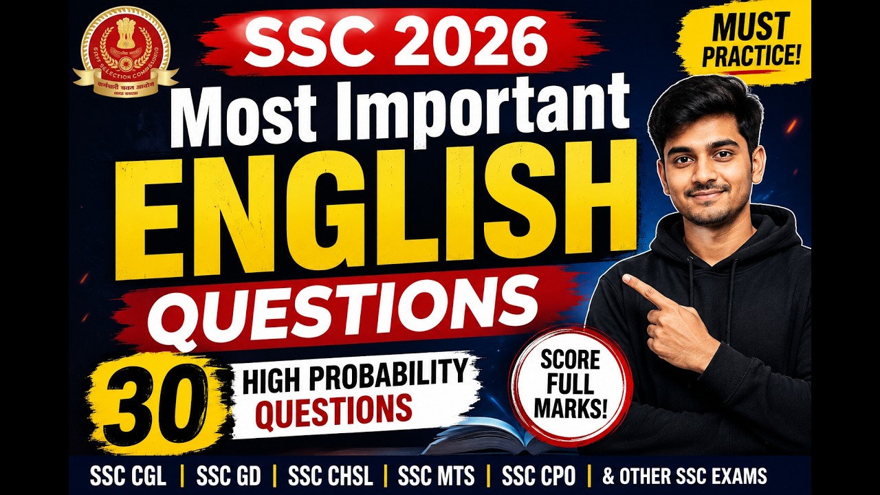 SSC English 2026: 30 Most Important Questions | SSC CGL, GD, CHSL & MTS | English Practice Set26