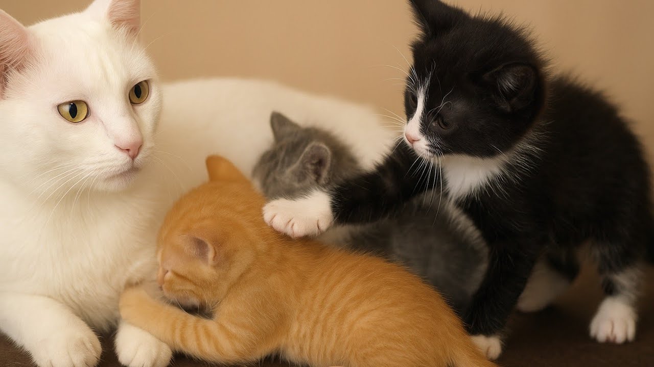 Tuxedo Kitten’s Jealous Rage — Slapping the Poor Orphan for Getting Mother’s Milk 😿