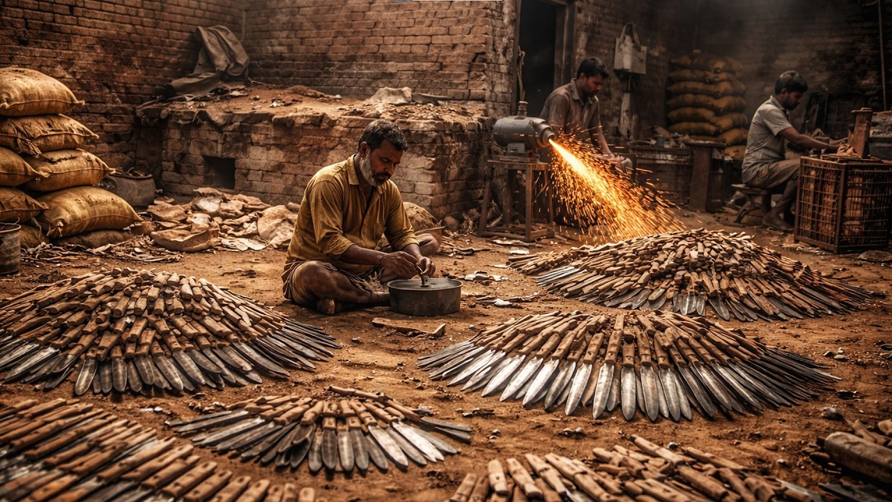 Slaughter Knives Mass Production From Old Saw Blades | Satisfying Factory Manufacturing Process