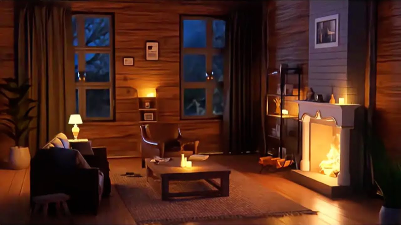 12 Hour Rain Sounds for Sleep 🌧️ Cozy Cabin Fireplace Ambience for Sleeping & Relaxing (No Thunder)