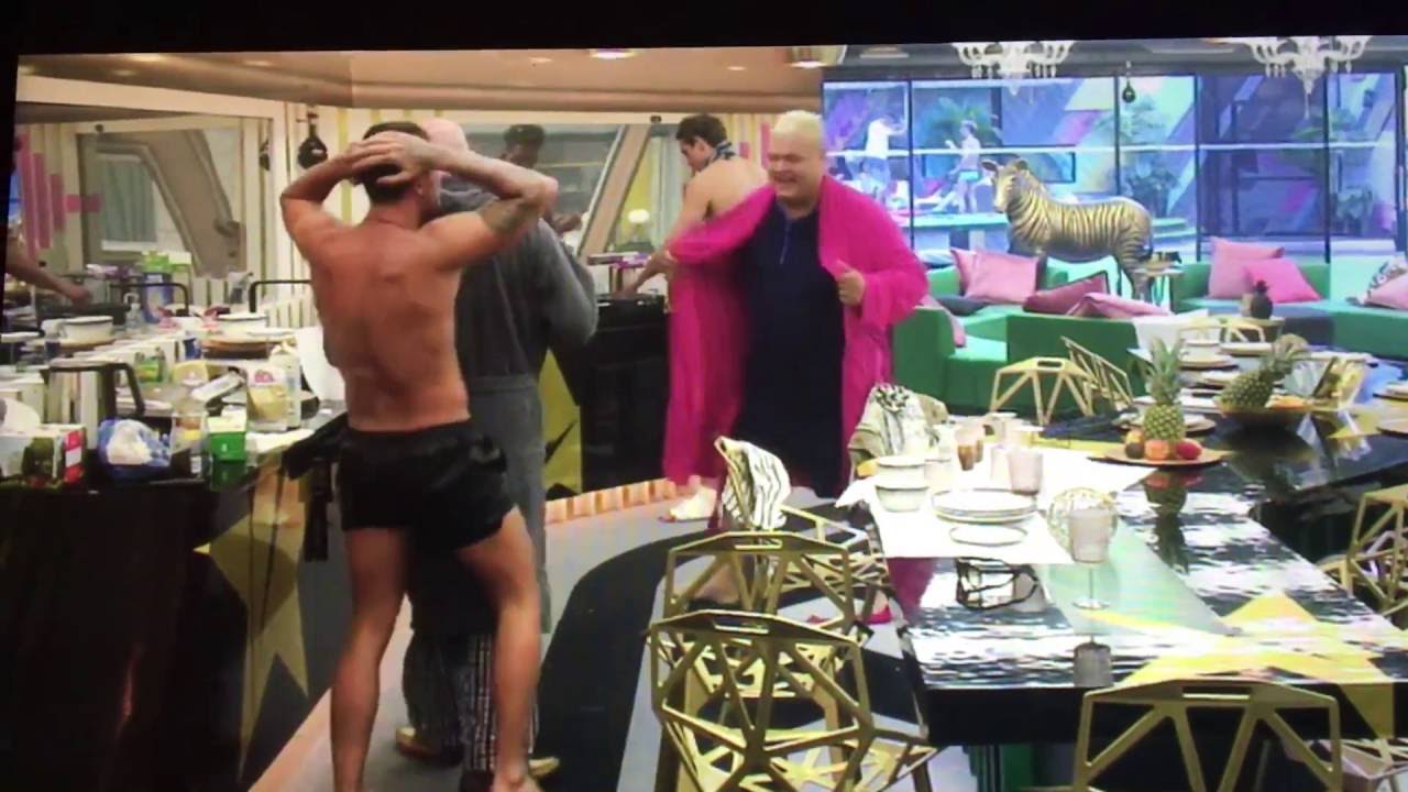 James Pours Coffee Onto Bear - Celebrity Big Brother