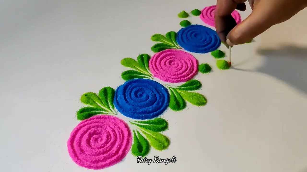 उंबरठ्यालगत किंवा पाटभोवती काढा झटपट बॉर्डर रांगोळी/Easy border rangoli/Gudi padwa rangoli/Rangoli