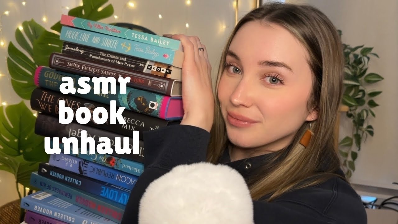 ASMR Big, Cozy Book Unhauling (Book Triggers, Clicky Whispers)