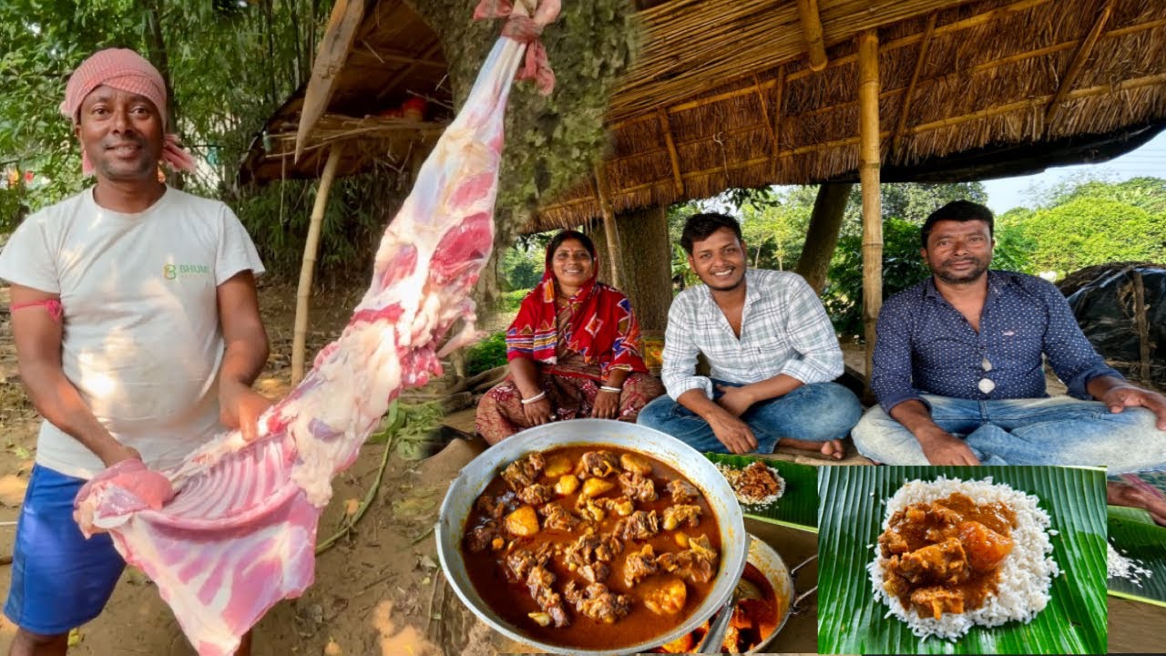 কালীপুজোর জমজমাট খাওয়া-দাওয়া মায়ের হাতের আলু দিয়ে খাসির পাতলা ঝোল||