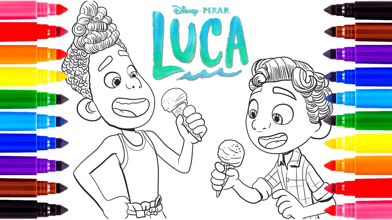 Luca and Alberto Ice Cream Disney Pixar Luca Coloring Pages