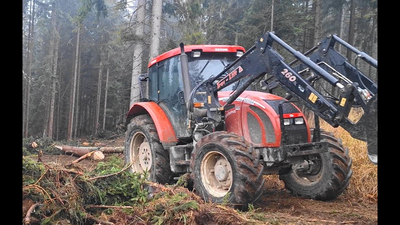Zetor Forterra 9641  v ťažbe smrekov , Stihl MS 462