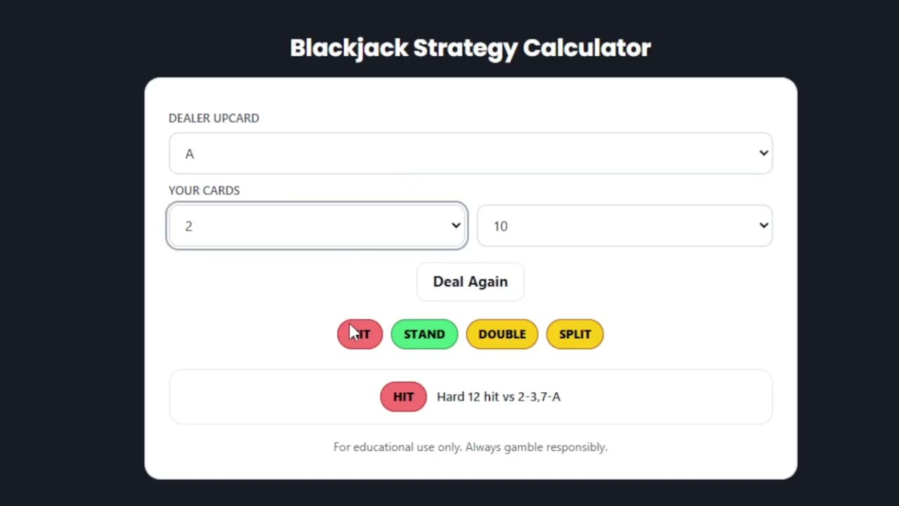 Blackjack Calculator 2025